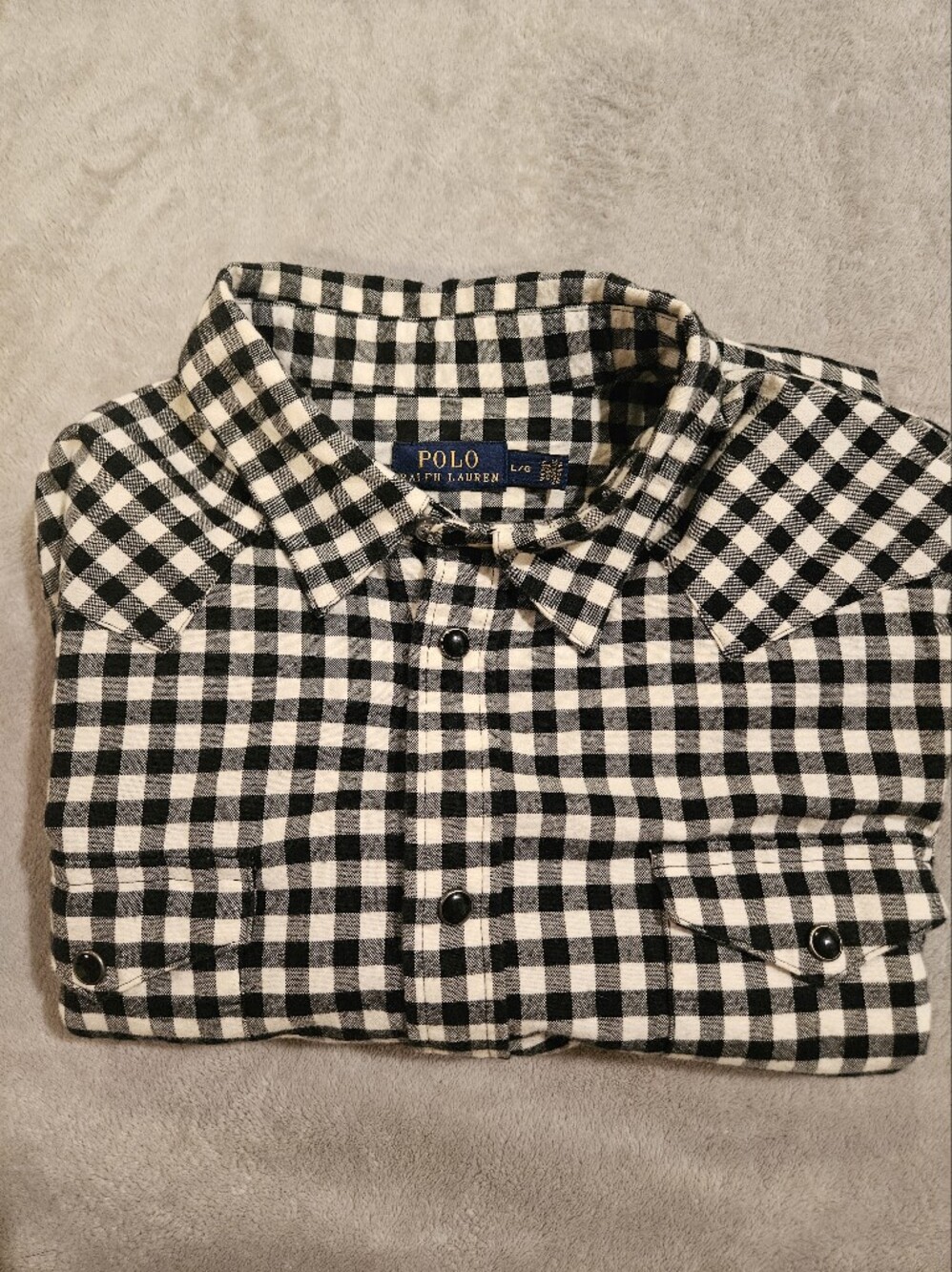 Polo Ralph Lauren Men’s Black White Gingham Check Flannel Shirt